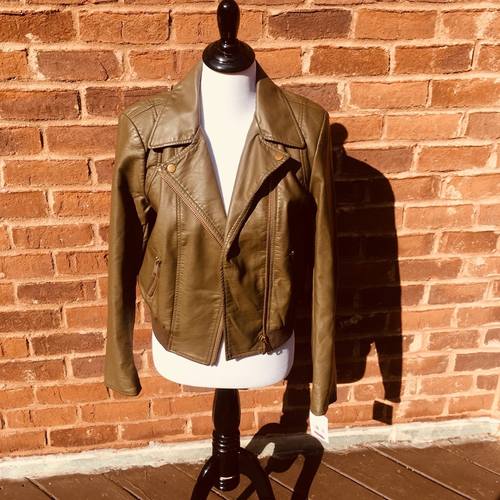 Free People olive bomber jacket size small vegan